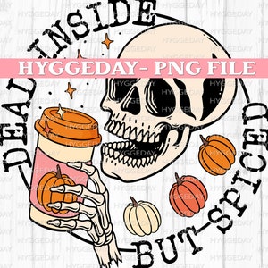 Spiced PNG, Digital Download, Sublimation, Sublimate Fall, Autumn, pumpkin, spice, skeleton, skellie, skull, dead, UPDATED VERSION image 2
