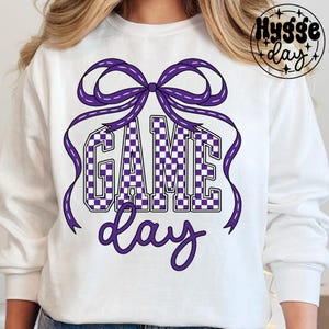 Game Day PNG: Purple Football, Bow - School Spirit (Digital Download