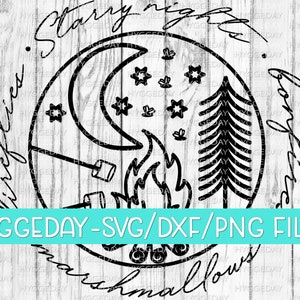 Nuits étoilées Feux de joie Guimauves Lucioles Svg Dxf PNG, Camping, Été, Vie de camp, Feu de joie, Fichiers pour Cricut, Silhouette, Sublimate,