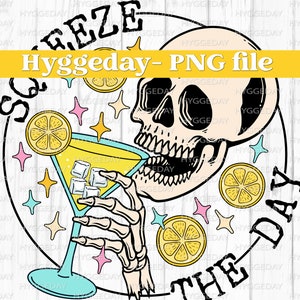Spremere il giorno PNG, Download digitale, Sublimazione, Sublimare, teschio, scheletro, bicchiere, barattolo di vetro, limoni, goccia di limone, vodka, alcol