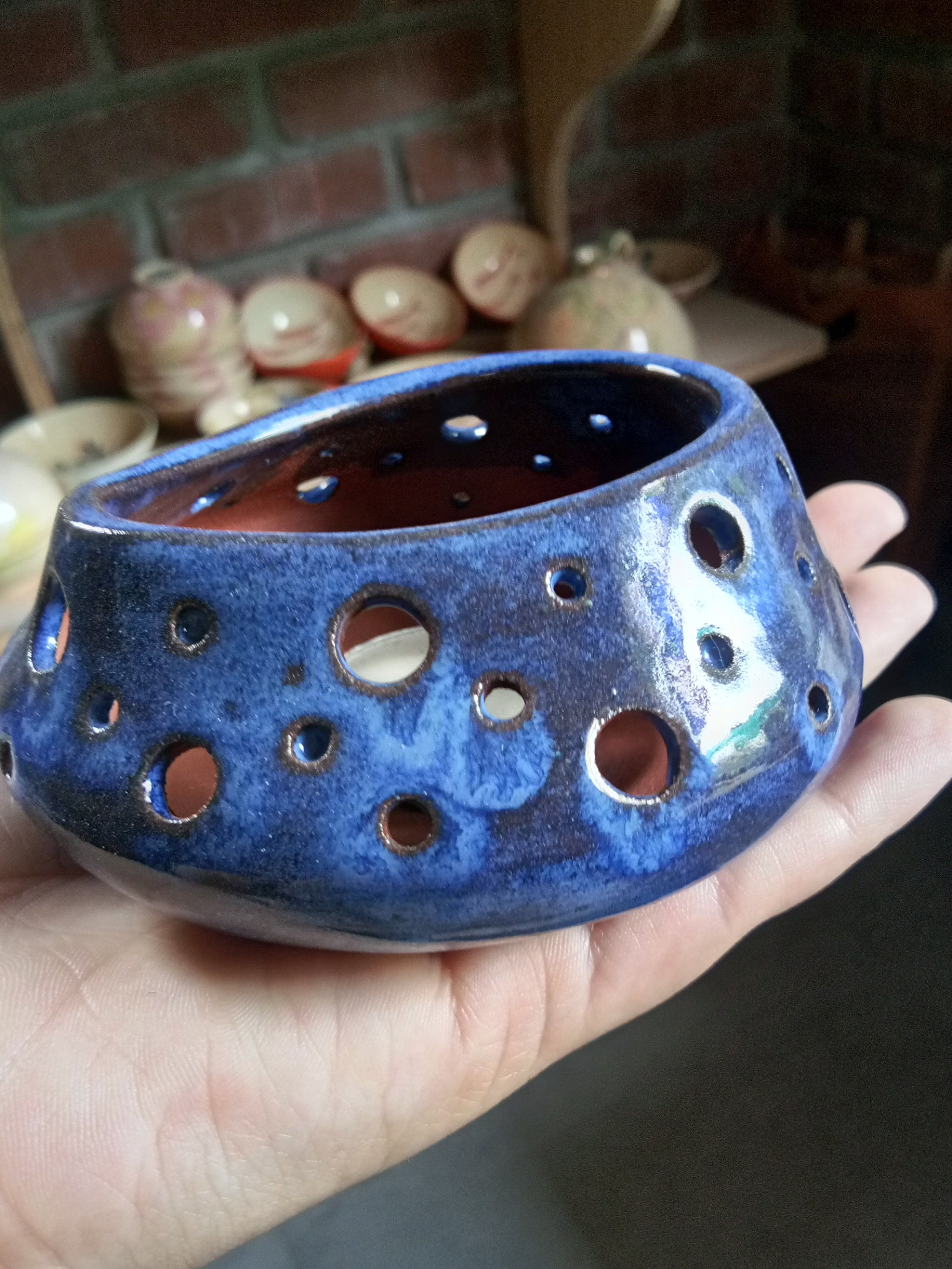 Terracotta Glazed Candle Holder Etsy