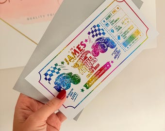 Personalised foil ticket monster trucks gift event