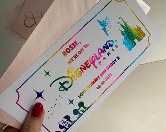 Personalised Disney On Ice Ticket, Disney On Ice Gift, Disney Surprise Reveal, Kids Disney Gift, Foil Keepsake Ticket, Disney Gift