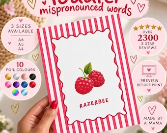 Custom personalised mispronunciation toddler mispronounced words foil print gift wall decor funny sayings kid quotes child vocabulary