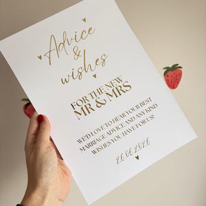Advice and wishes wedding keepsake gold rose gold perfect personalised emotional foil mr and mrs cards gifts table cute thank you