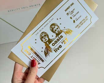 Personaliaed Oasis concert ticket | live 2027 | gift ticket | concert keepsake