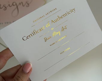 5 pack of Certificate of Authenticity Print | Artwork Certificate | Art Print COA | Authenticity Certificate | Artist | Luxury Art