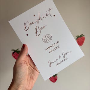 Doughnut Donut Bar Station foil print wedding keepsake gold rose gold perfect personalised emotional foil cute decoration sign