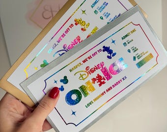 Personalised Disney On Ice Ticket, Disney On Ice Gift, Disney Surprise Reveal, Kids Disney Gift, Foil Keepsake Ticket, Disney Gift