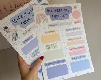 First Day in Reception Keepsake Print | Personalised School Milestone Sign | Reception Photo Prop | Back to School Gift