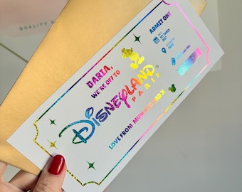 Personalised Disneyland Paris Ticket | Disneyland Paris Gift | Disney Holiday Surprise | Disney Trip Reveal | Kids Disney Gift | Foil Keepsa