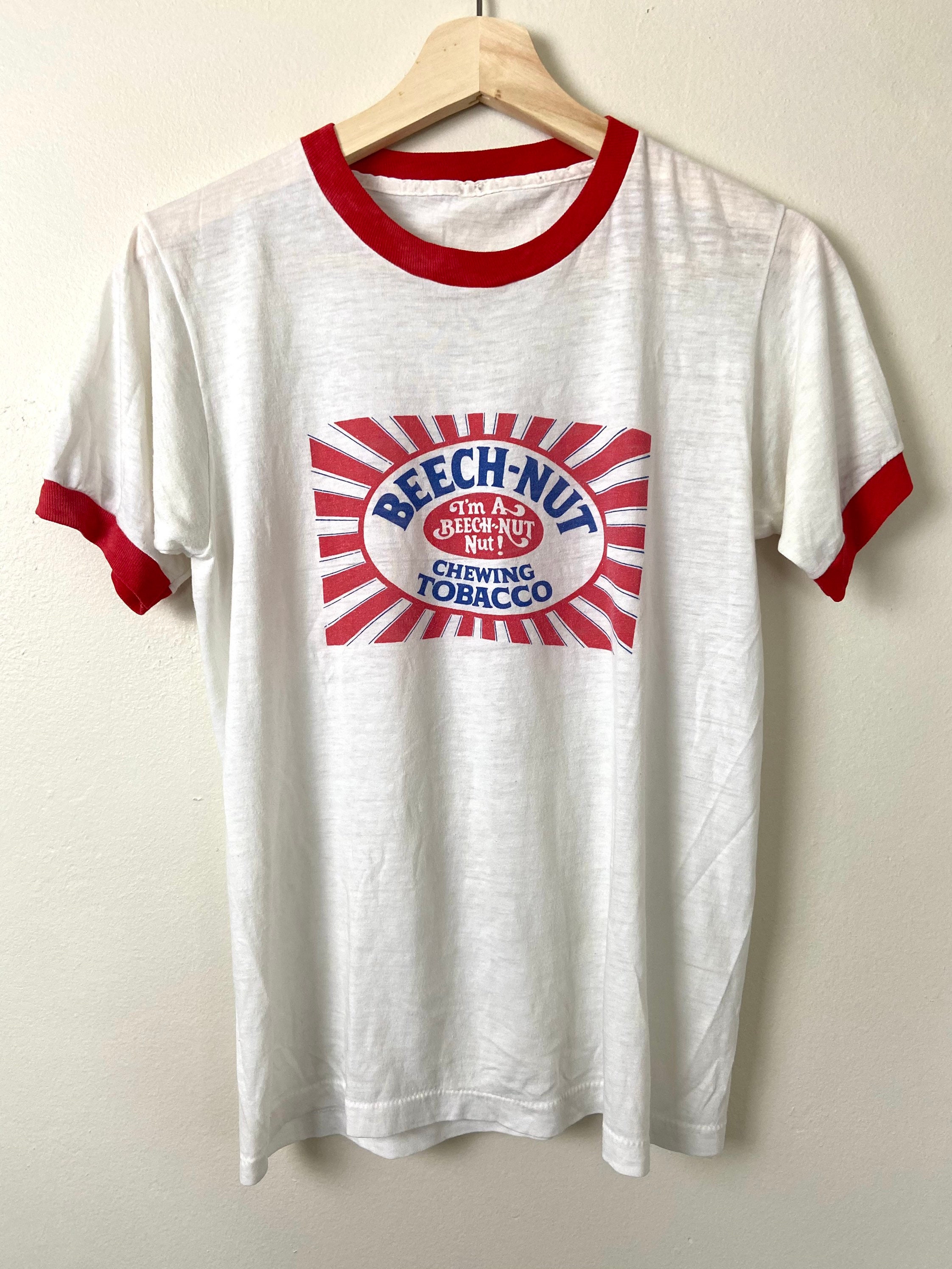 Vintage White Tee Ringer I'm a Beech Nut Chewing Tobacco T-shirt