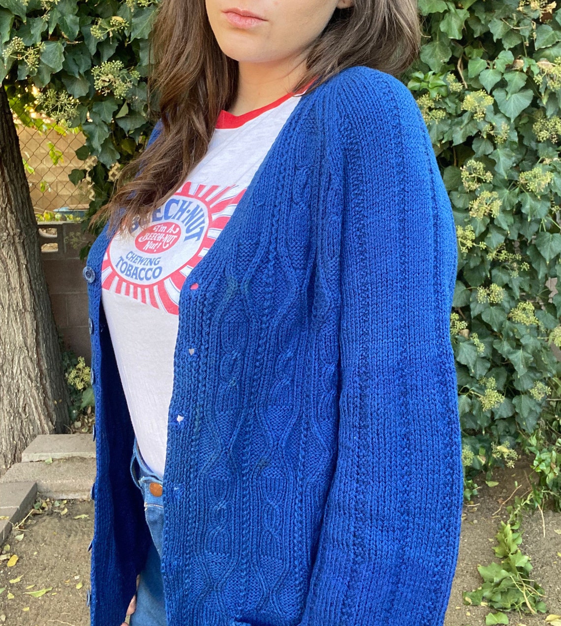 Vintage Blue Knitted Mr. Rogers 70s Cardigan Sweater Etsy