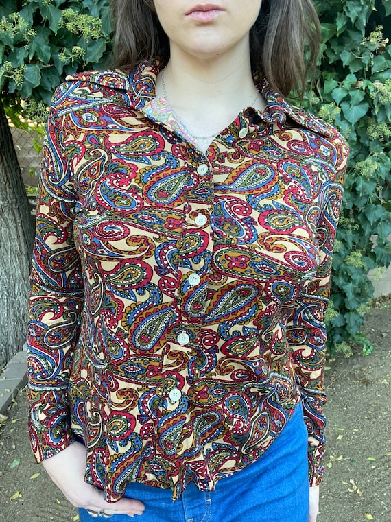 Vintage 70s Retro Paisley Long Sleeve Ellen Tracy