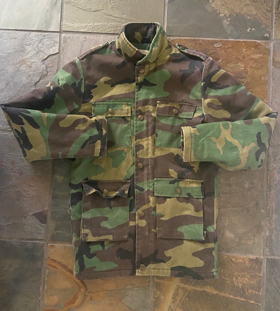 Vintage 70s Camouflage Army Jacket Small - Gem