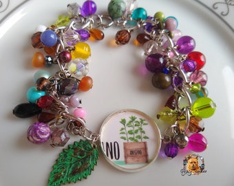 Oregano / Boho Bracelet / Garden Jewelry / Gift for Gardener / Soup Bead Bracelet / Ooak Jewelry / Beaded Bracelet / Chain Bracelet /