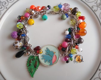 Tweedly-Dee / Boho Bracelet / Garden Jewelry / Gift for Gardener / Soup Bead Bracelet / Ooak Jewelry / Beaded Bracelet / Chain Bracelet /