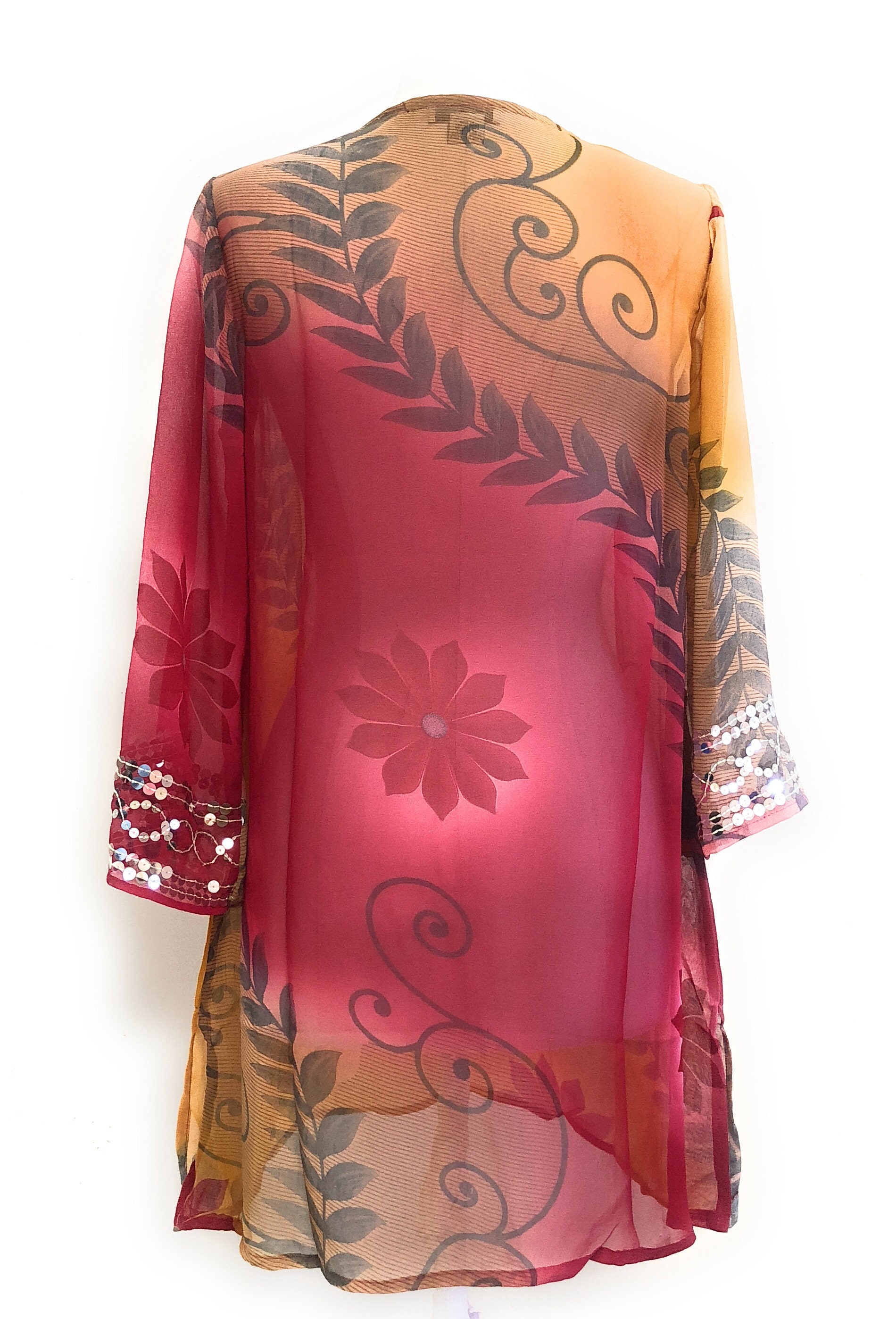 Embellished With Sequins Semi Sheer Swimwear Cover up in Red Etsy UK