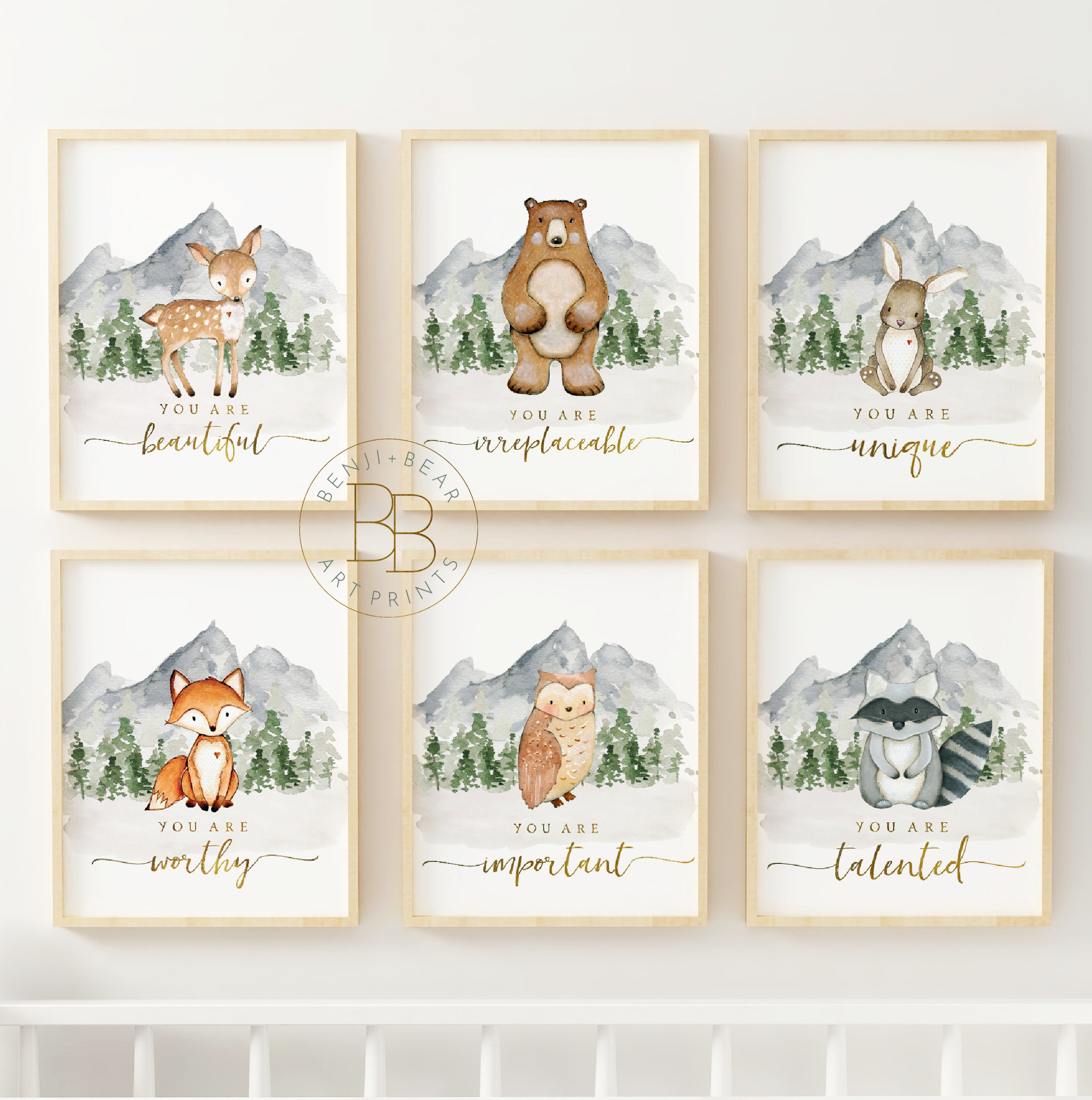 Woodland Animal Nursery Prints Set of 6 Woodland Nursery - Etsy