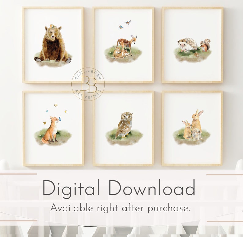 Woodland Nursery Prints Woodland Nursery Decor Vintage Wall Etsy