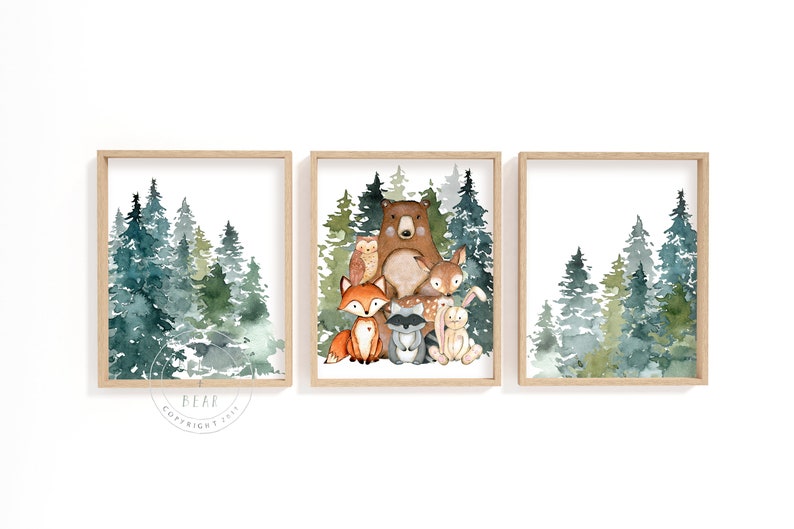 Woodland Nursery Nursery Prints Boy Nursery Print Nursery Etsy
