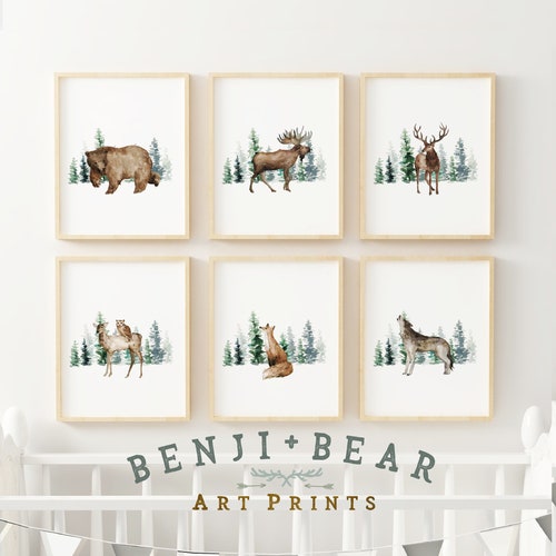 Woodland Nursery Prints Boy Wall Art Nursery Wall Art Etsy
