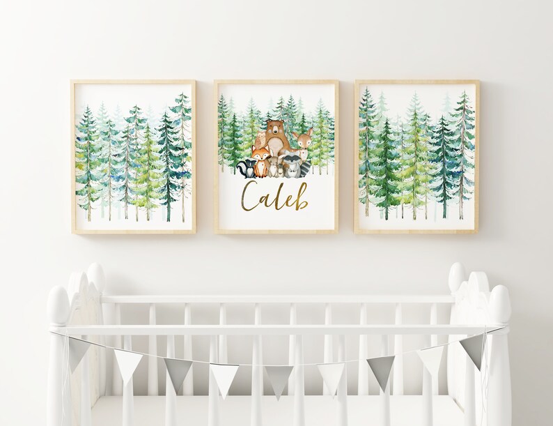 Woodland Nursery Decor Woodland Nursery Prints Boy Wall Art Etsy