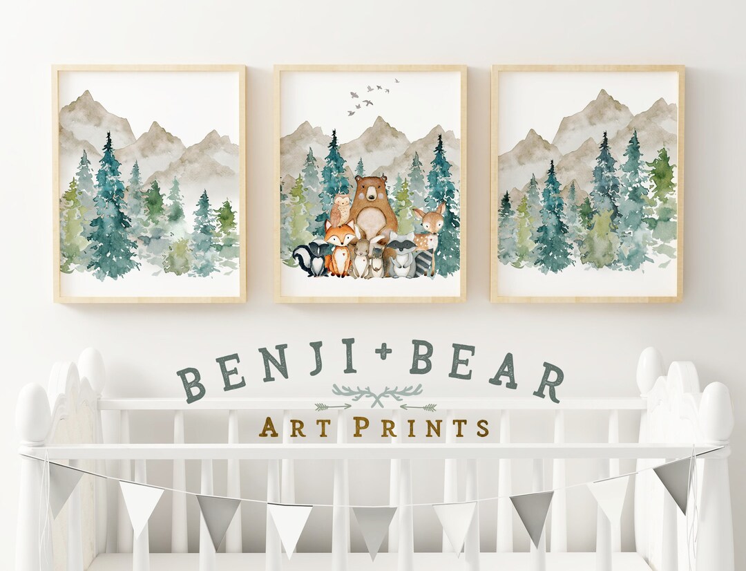 Woodland Nursery Prints Mountain Print Woodland Decor Boy - Etsy