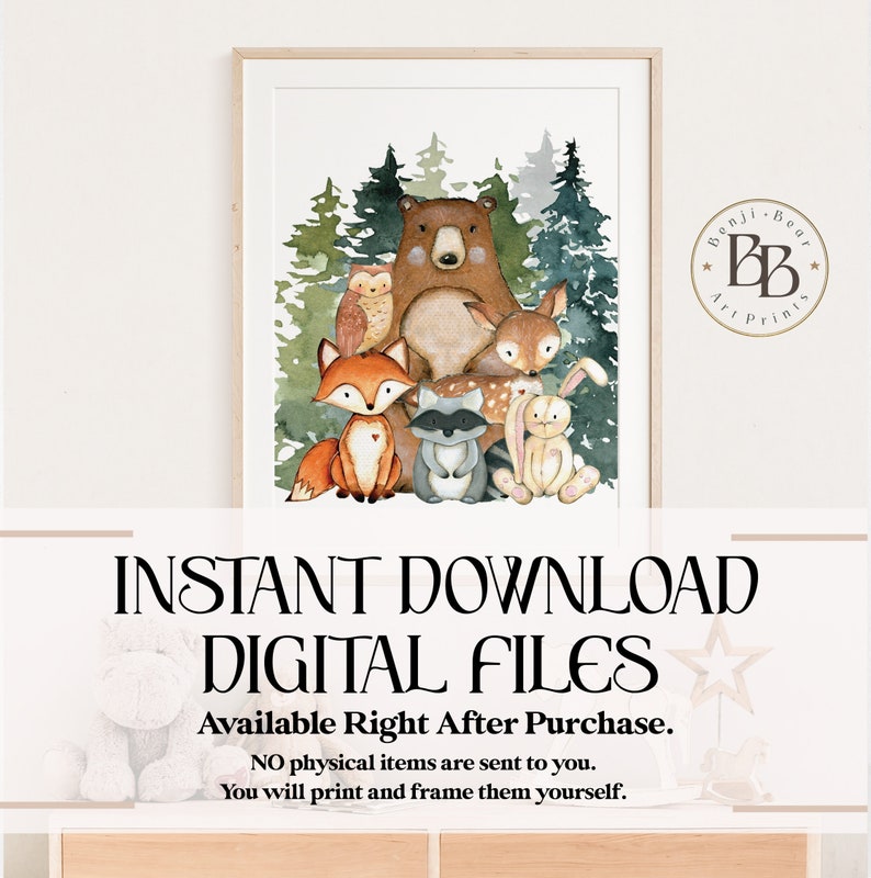 Woodland Animal Art Print Woodland Nursery Wall Art Forest Etsy