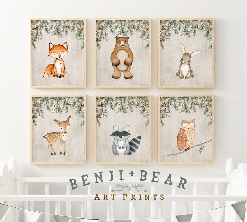 Woodland Nursery Prints Woodland Nursery Decor Boy Wall Art Etsy