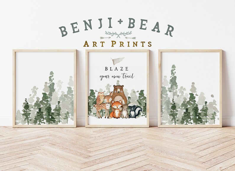 Woodland Nursery Prints Woodland Nursery Decor Tree Art Etsy