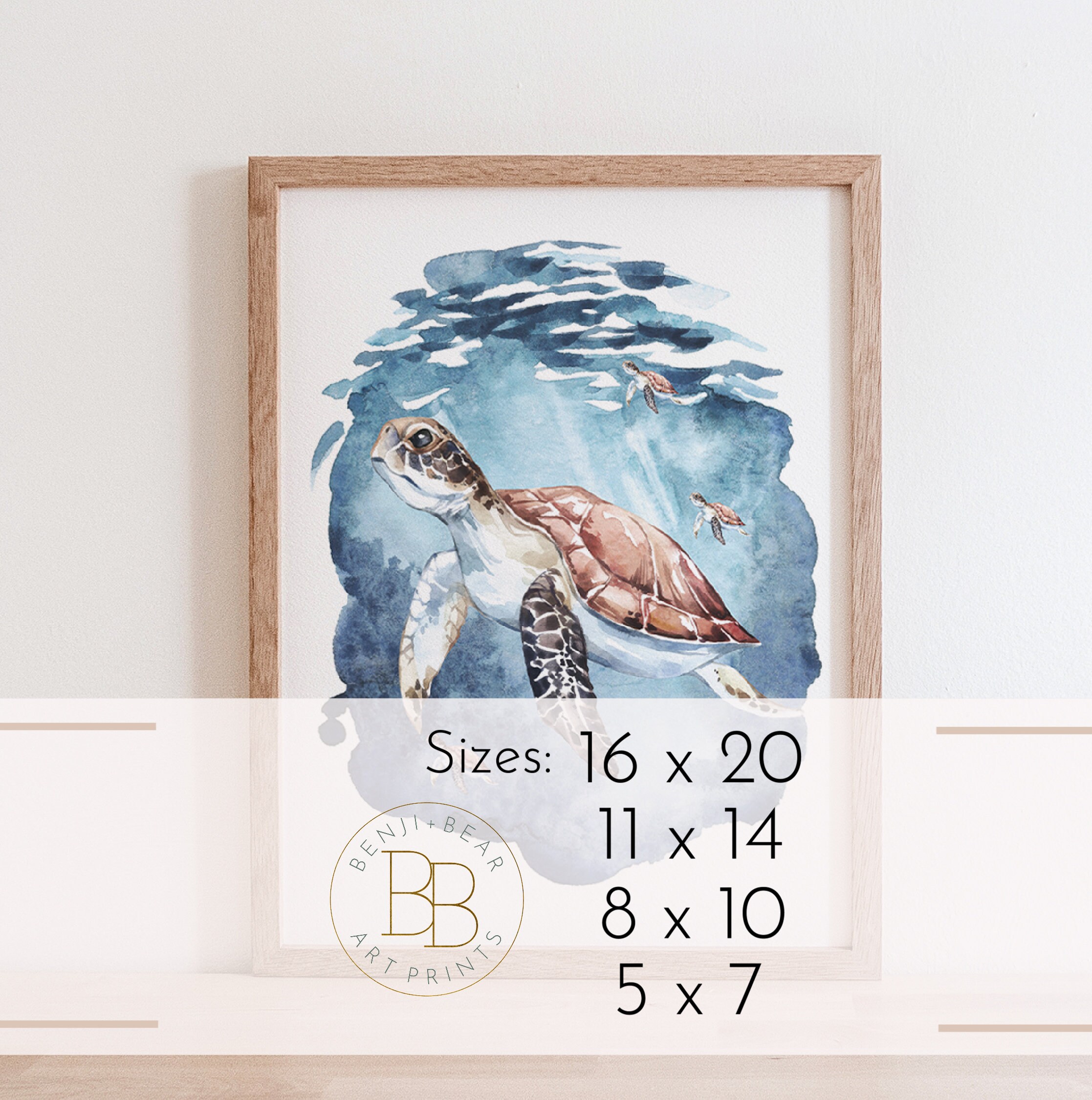 Turtle Art Print Sea Turtle Wall Art Nautical Nursery Decor - Etsy