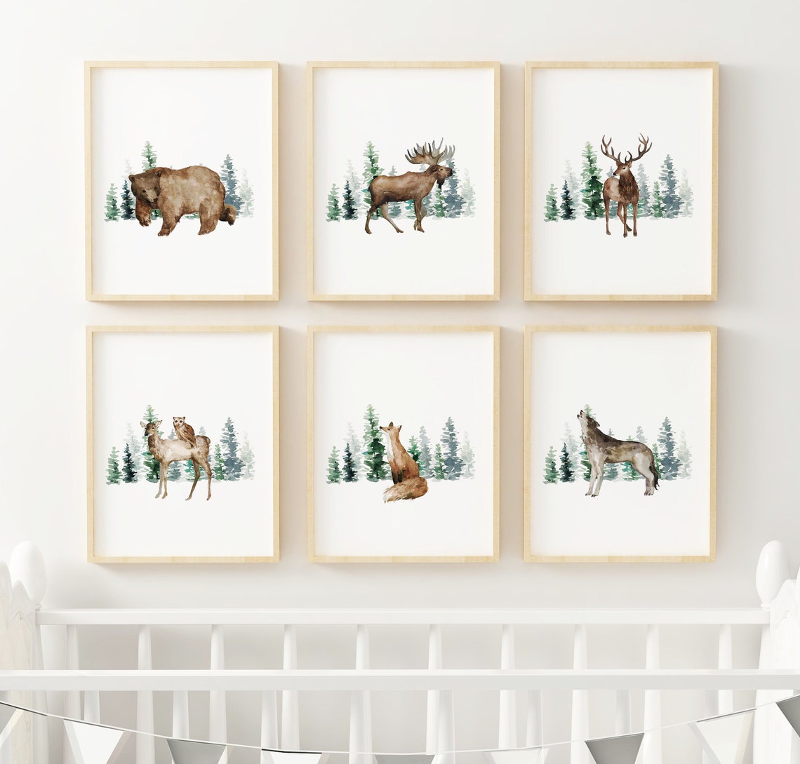 Woodland Nursery Prints Woodland Nursery Decor Boy Wall Art Etsy