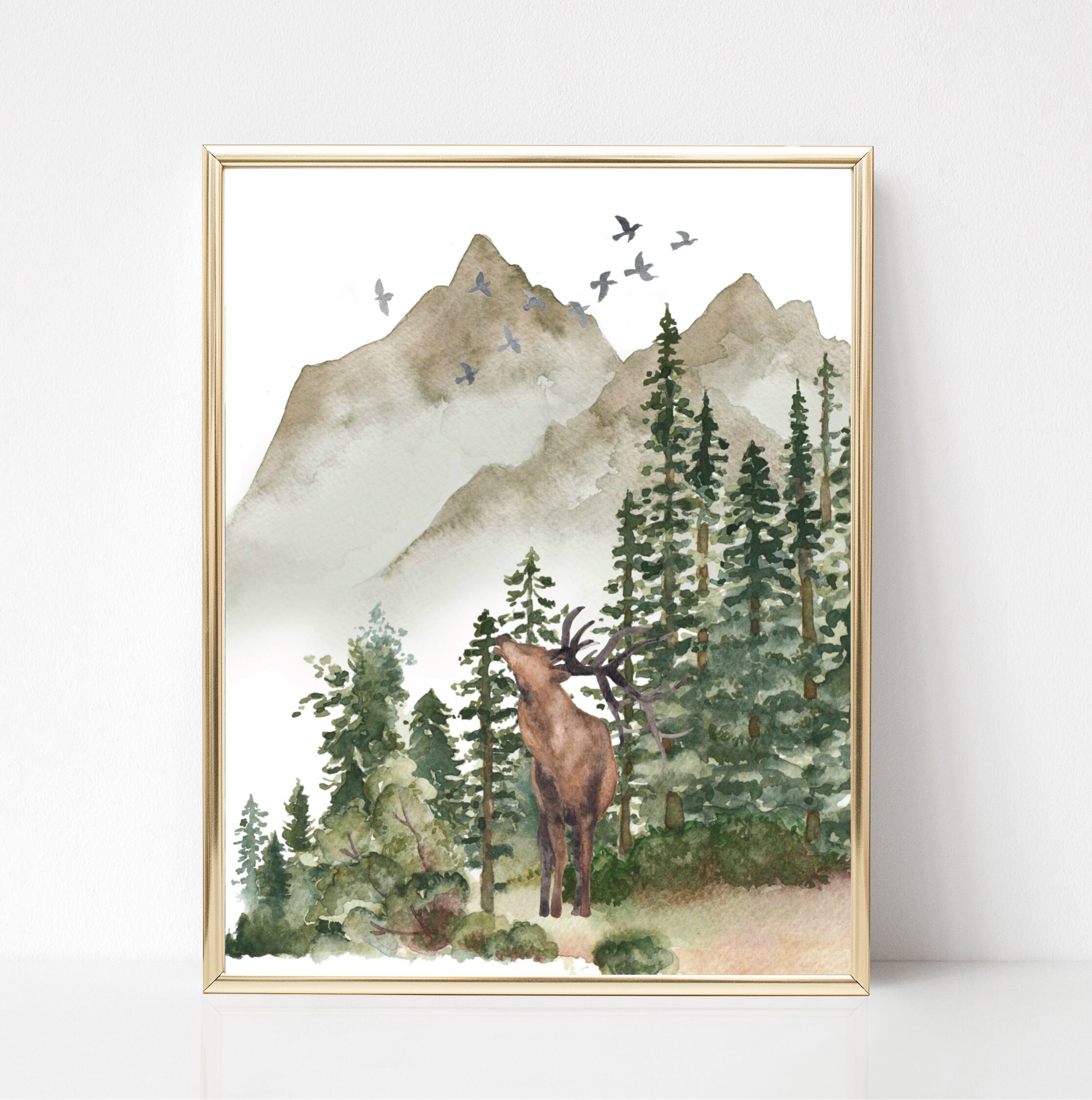 Woodland Nursery Art Prints Mountain Art Print Woodland - Etsy