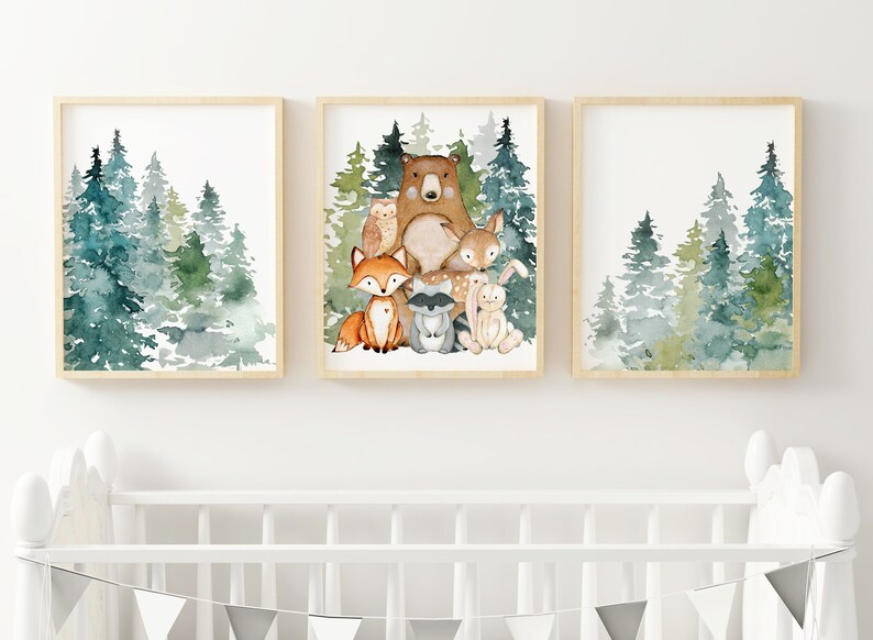 Woodland Nursery Nursery Prints Boy Nursery Print Nursery Etsy