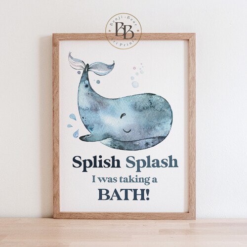 Ocean Print Bathroom Sign Kids Bathroom Decor Bath Decor Etsy