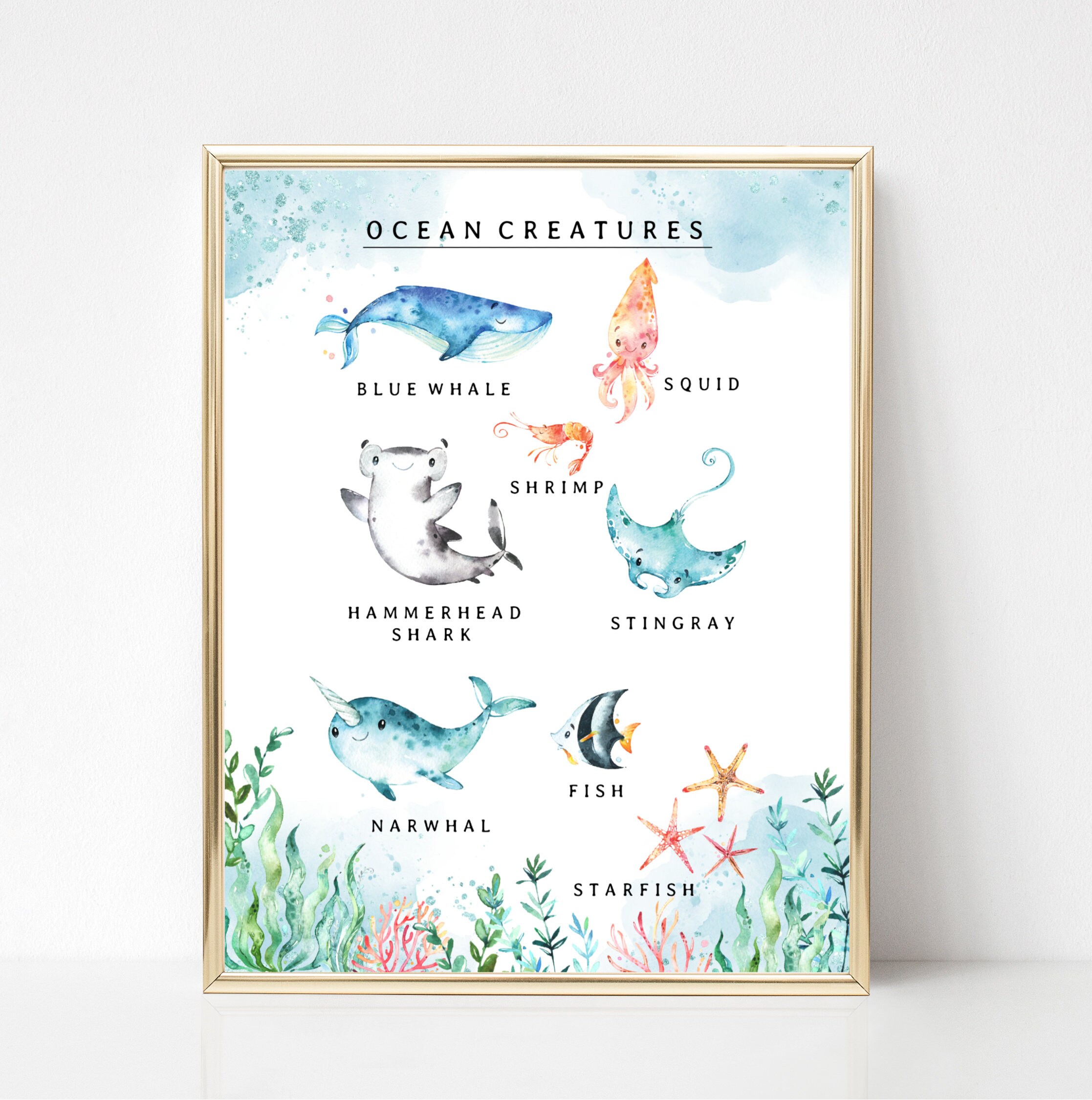 Educational Art Print Marine Life Wall Art Ocean Creatures Etsy