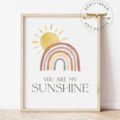You Are My Sunshine Rainbow Wall Art Set Pastel Rainbow Set Etsy