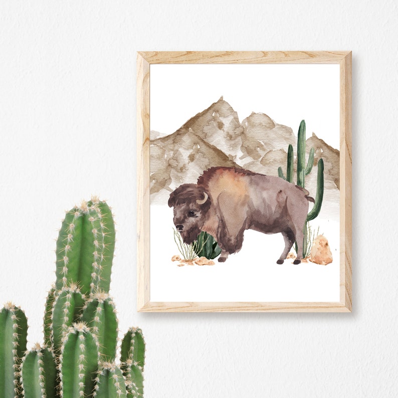 Buffalo Nursey Prints Cactus Nursery Prints Cactus Wall Art Etsy