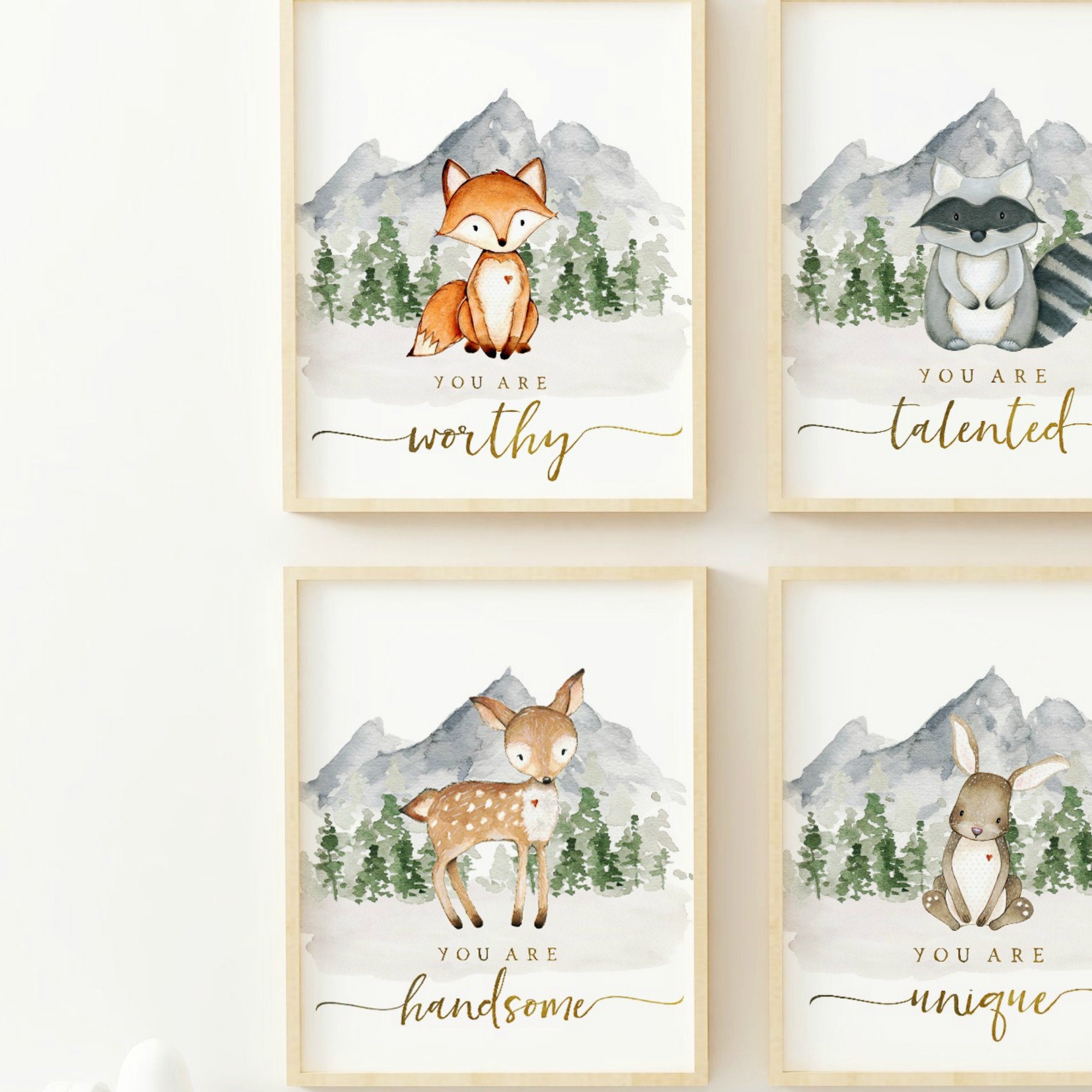 Woodland Animal Nursery Prints Set of 6 Woodland Nursery Etsy