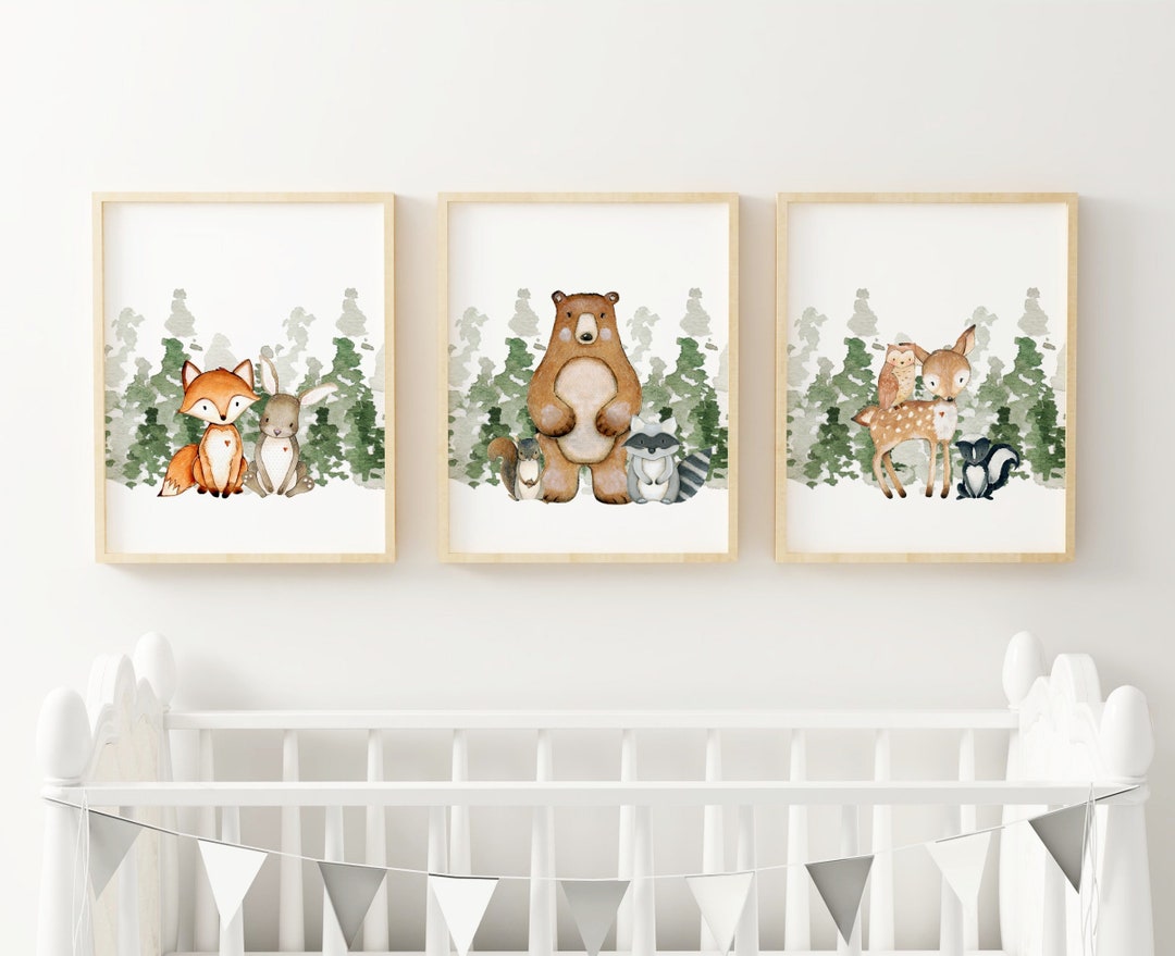 Woodland Nursery Prints Boy Wall Art Nursery Wall Art Tree - Etsy