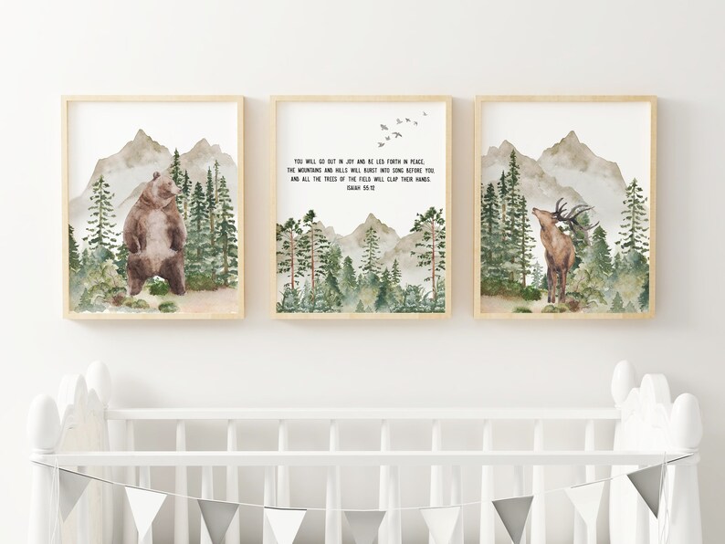 Boy Woodland Nursery Prints Boy Wall Art Nursery Wall Art Etsy