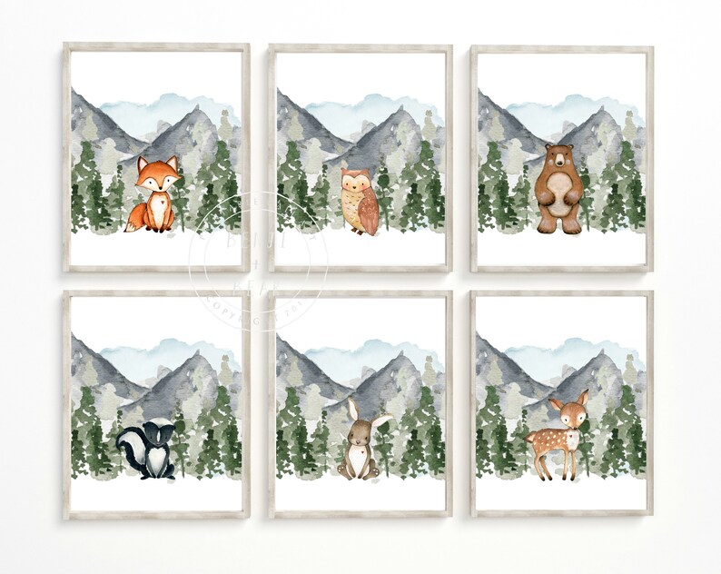 Woodland Animal Nursery Prints Woodland Nursery Decor Boy Etsy