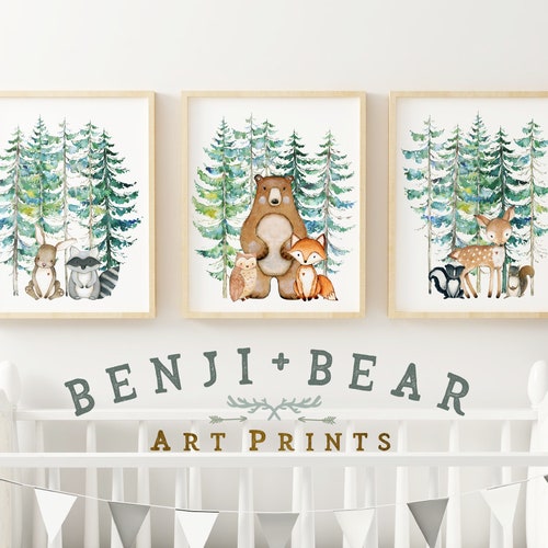Woodland Nursery Decor Woodland Nursery Prints Boy Wall Art Etsy