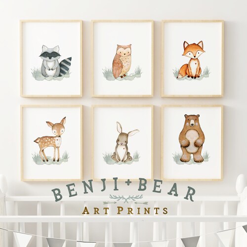 Woodland Nursery Print Woodland Animal Print Boy Nursery Etsy