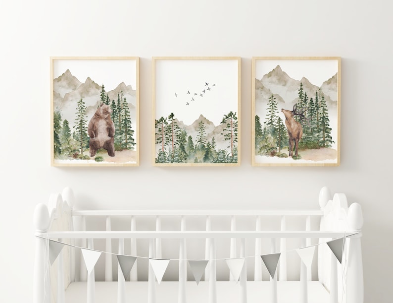 Woodland Nursery Prints Boy Wall Art Nursery Wall Art Boy Etsy