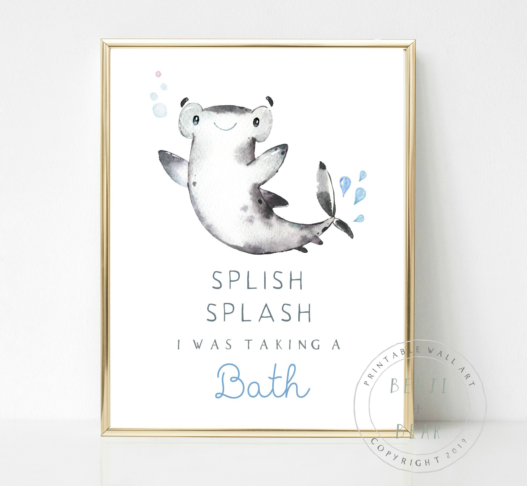 Kids Bathroom Wall Art Whale Art Print Splish Splash Art Print Ocean Bathroom Art Print Nautical