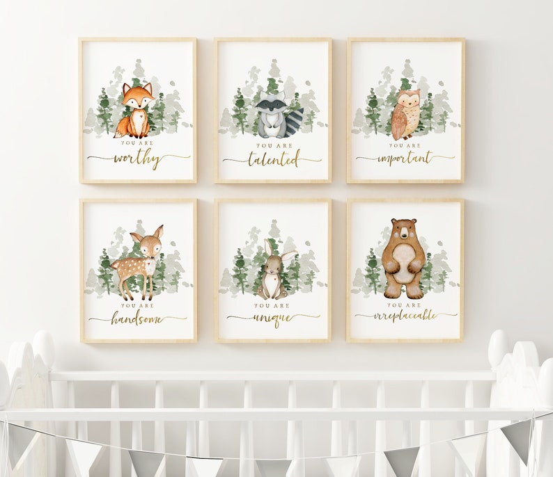 Woodland Animal Nursery Prints Woodland Nursery Decor Gender Etsy