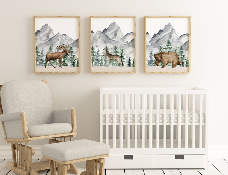 Woodland Nursery Decor Woodland Nursery Prints Boy Wall Art Etsy
