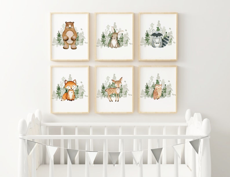 Woodland Nursery Prints Woodland Nursery Decor Tree Art Etsy